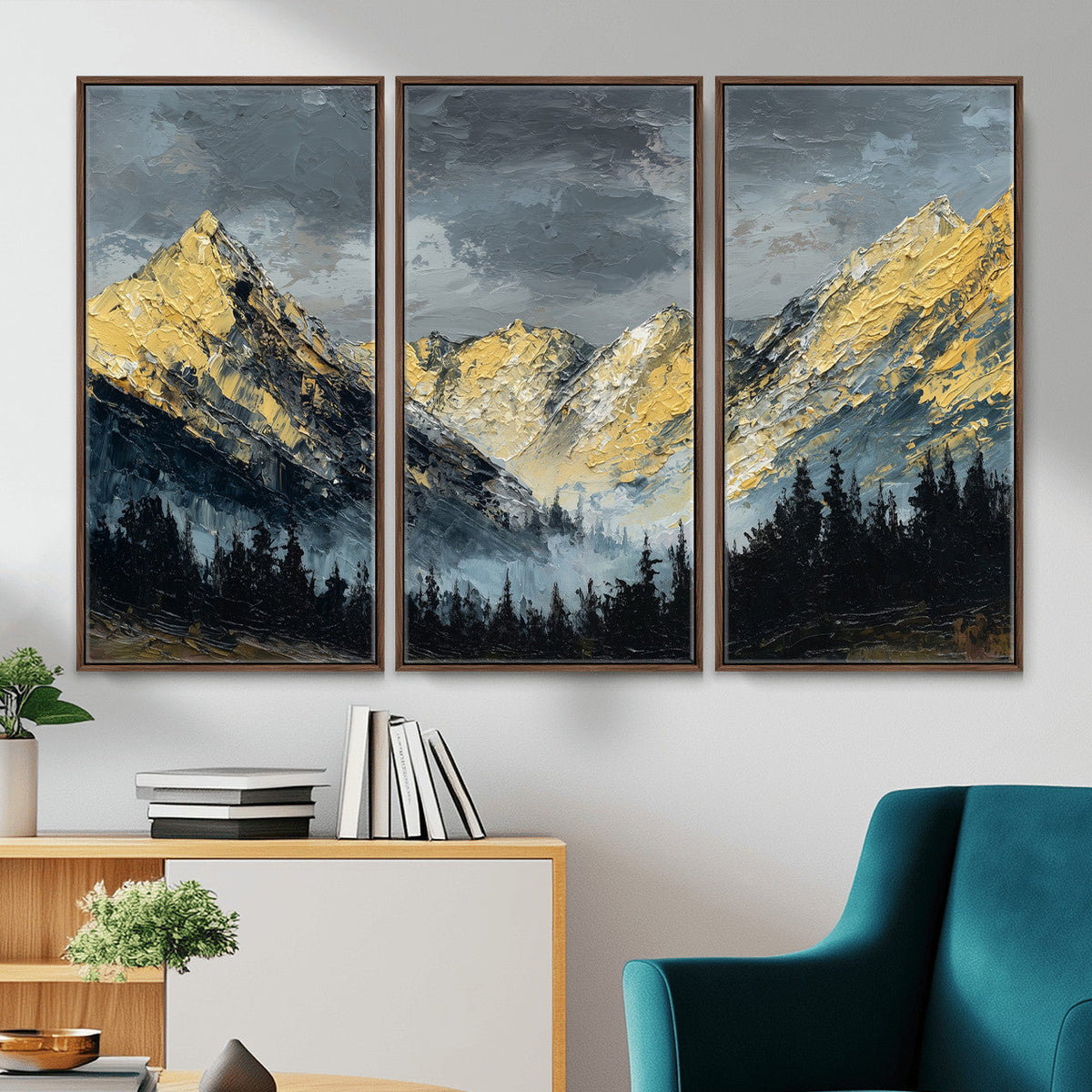 Abstract Mountain Wall Art Canvas Print Modern Landscape Painting Print