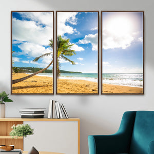 Tropical Beach Canvas Wall Art, Palm Tree Ocean Photo Print, Coastal Living Room Decor, Turquoise Sea Beach House Art, Summer Wall Art