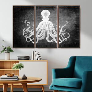 Black White Octopus Wall Art Canvas Print