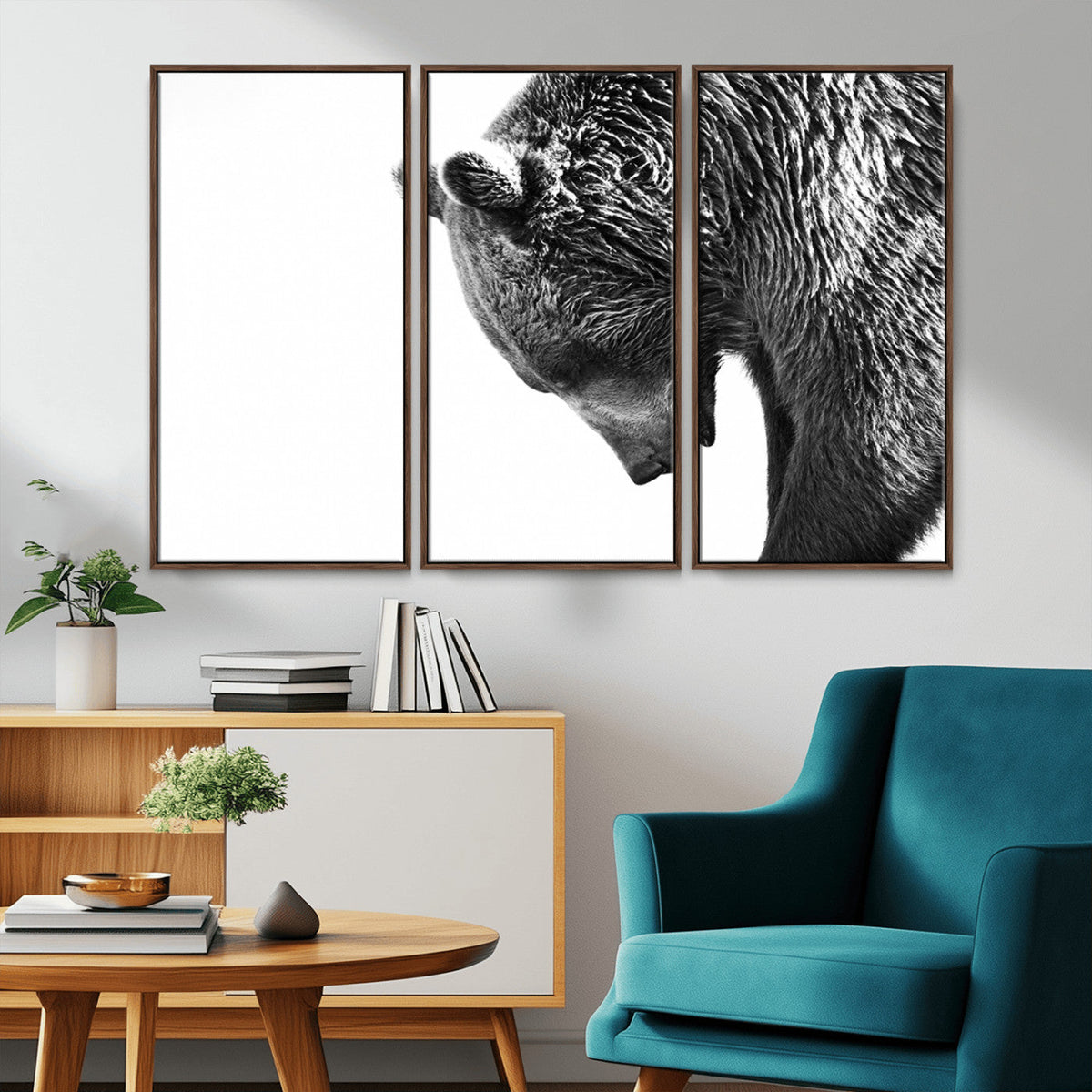 Black and White Grizzly 399 Bear Canvas Print Wall Art |