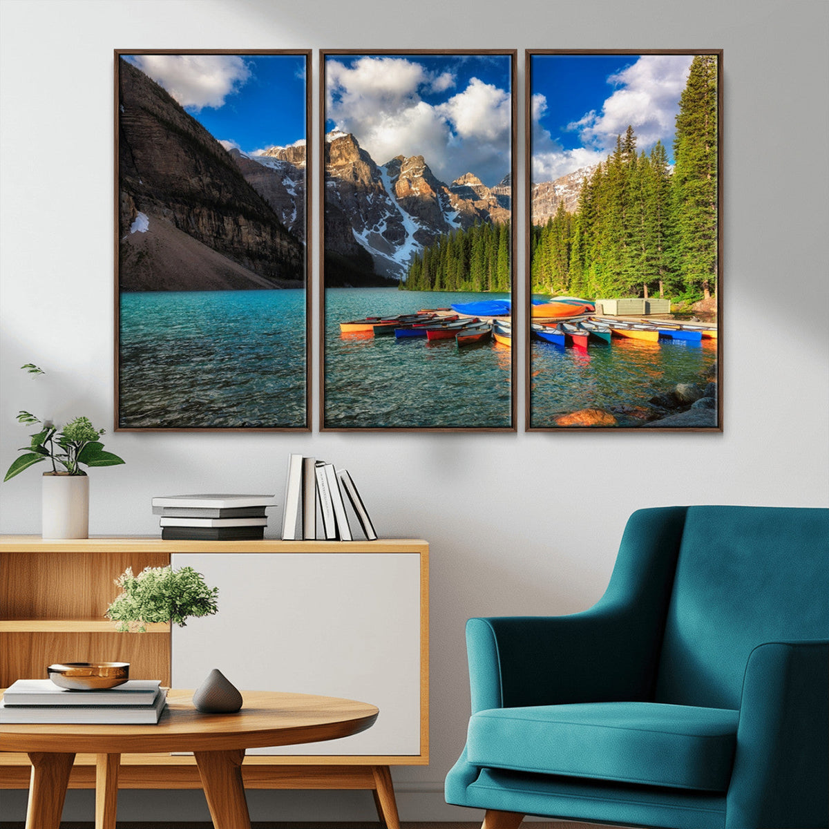 Moraine Lake 3-Panel Wall Art, Majestic Mountain and Lake