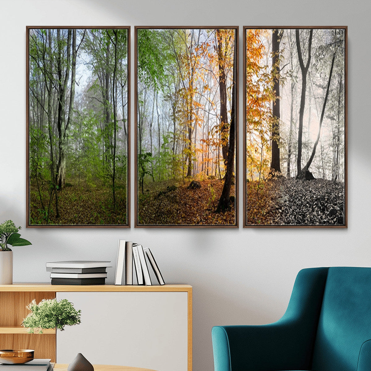 Four Seasons Wall Art Forest Canvas Print – Triptych