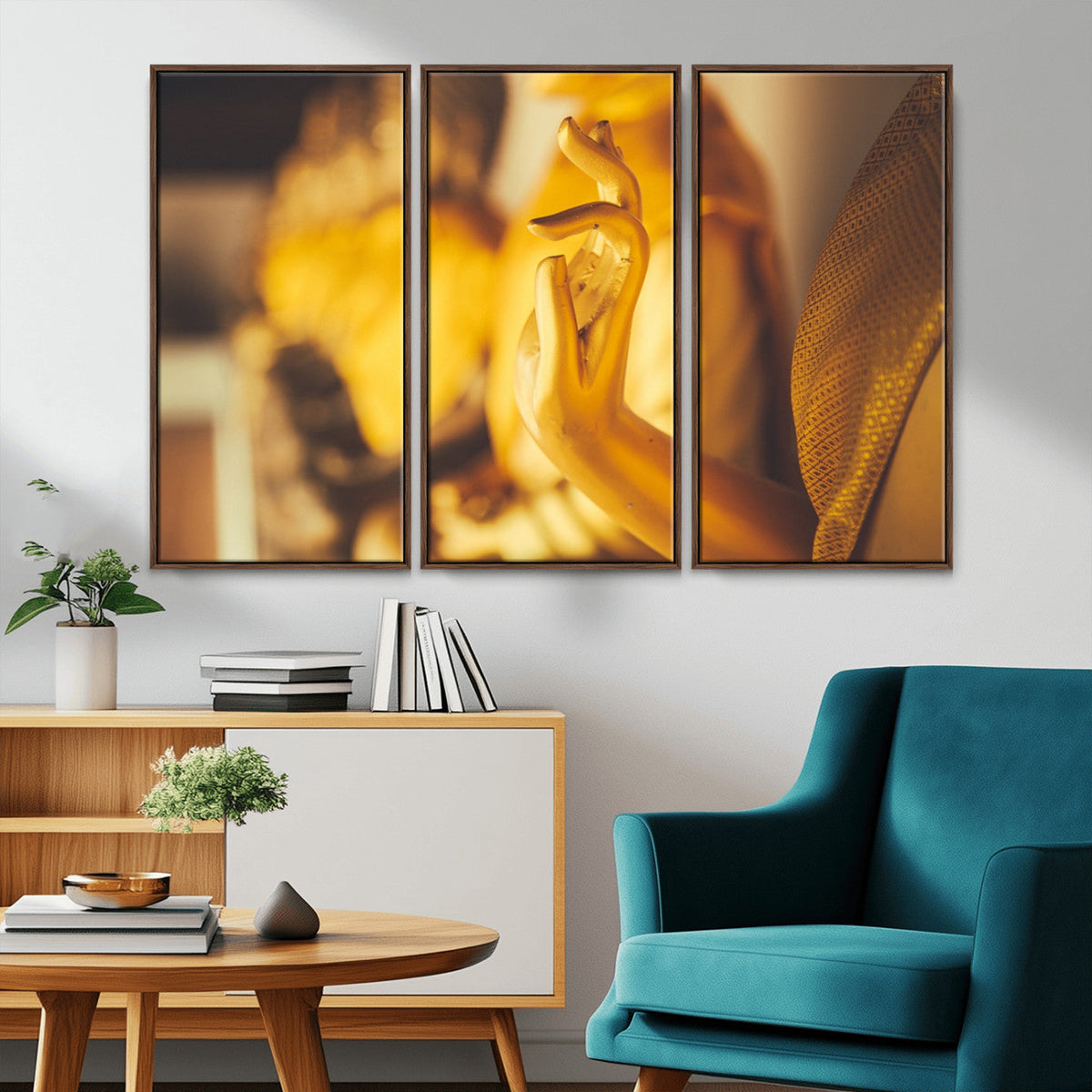 Gold Buddha Statue Hands Wall Art Canvas Print