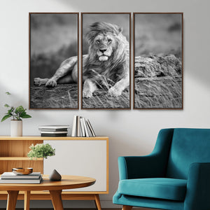 King Forest Lion Wall Art Canvas Print – Framed Majestic