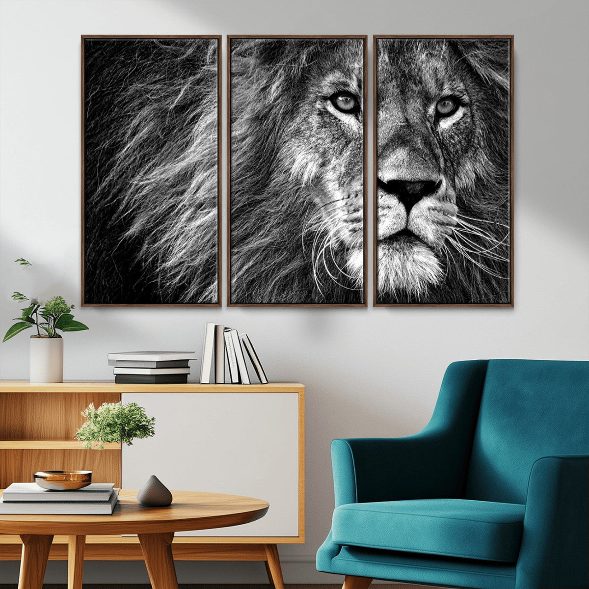 Black and White Lion Canvas Wall Art Print – Wildlife