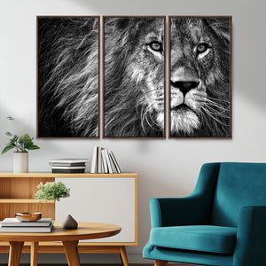 Black and White Lion Canvas Wall Art Print – Wildlife