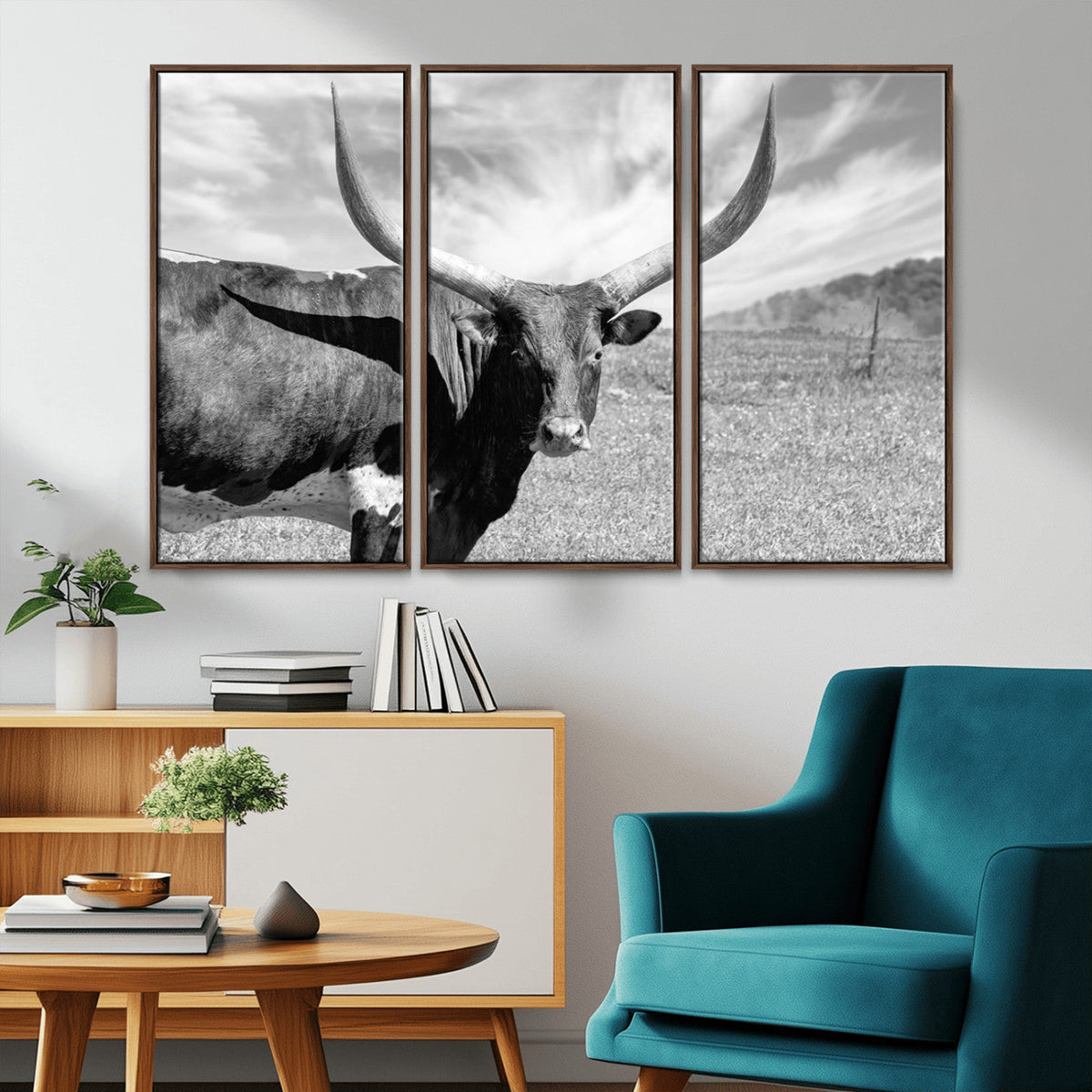 Cattle Wall Art Longhorn Cow Canvas Print