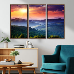 Mountain and Sunset Wall Art Canvas Print