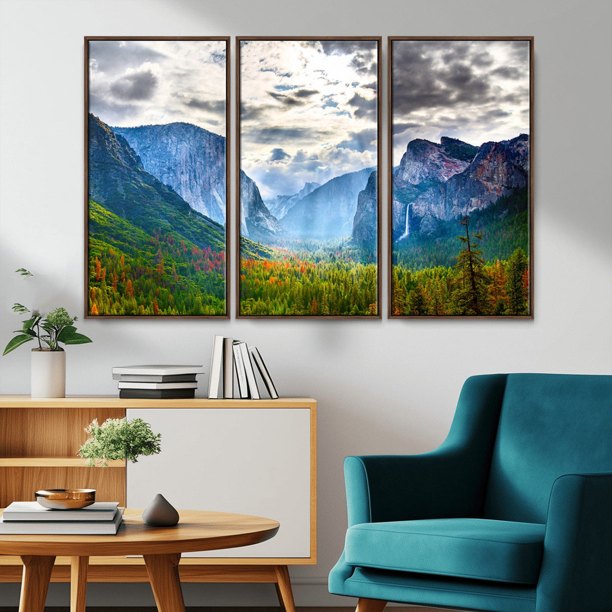 Yosemite Park Half Dome 3 Panel Canvas Print | Large Giclée