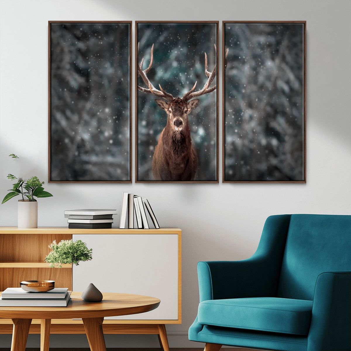 Wall Art Deer Art Animal Canvas, Framed Wall Art Deer Canvas