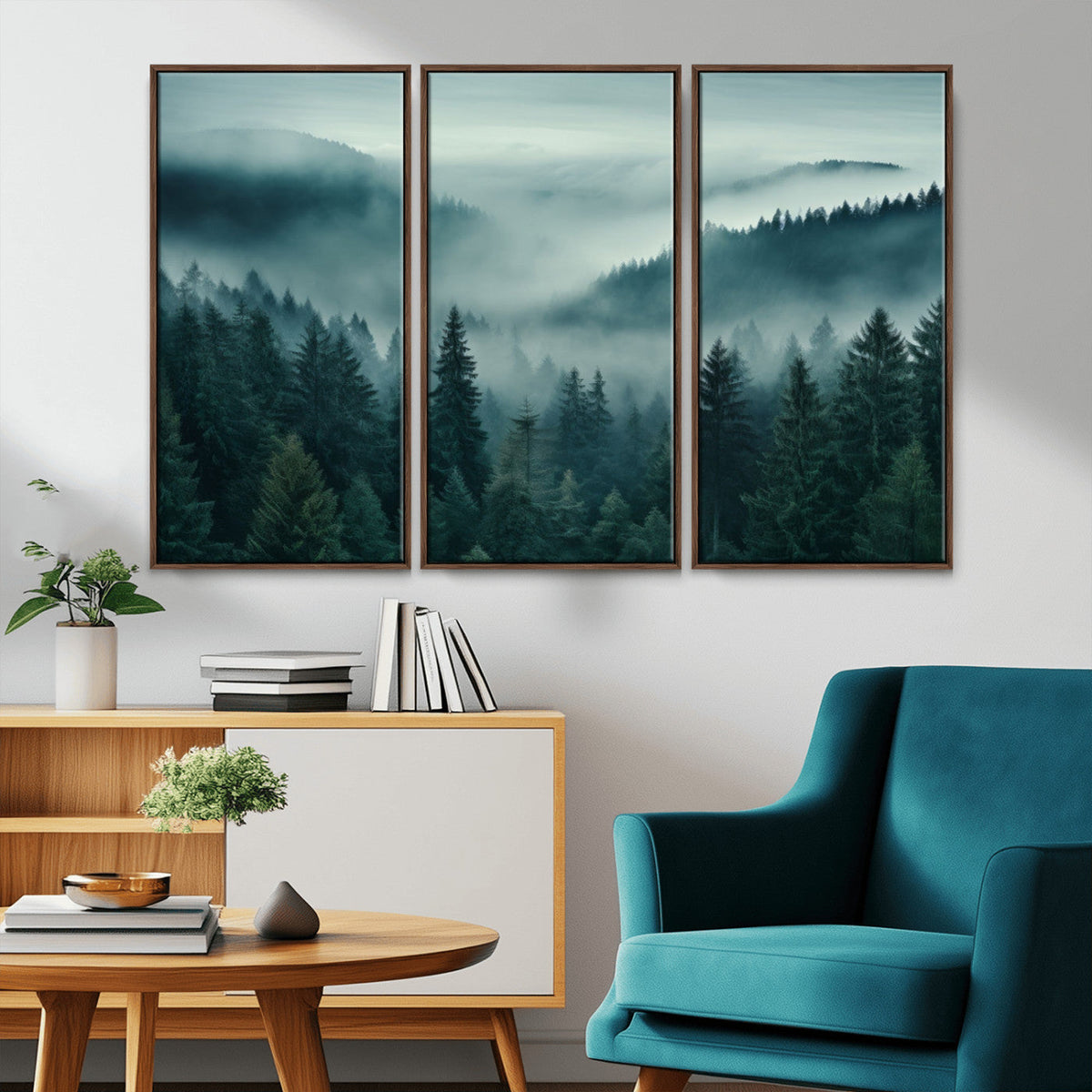 Captivating Misty Foggy Forest Wall Art Premium Canvas Print