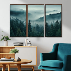 Captivating Misty Foggy Forest Wall Art Premium Canvas Print