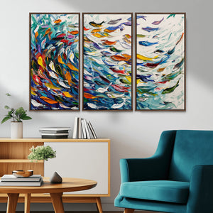 Modern Abstract Fish Shoal Wall Art Canvas Print, Colorful