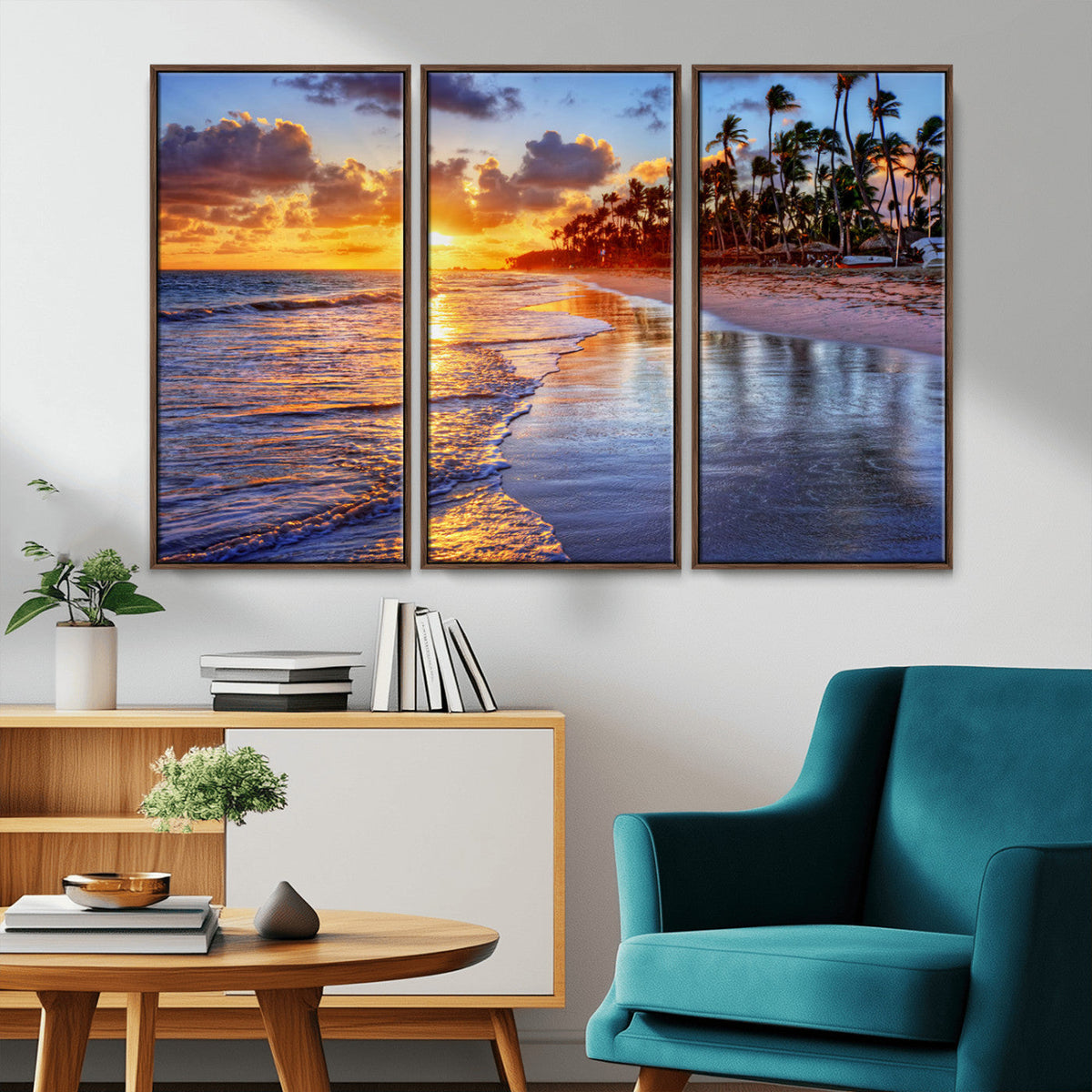 Serene Beach Sunset Wall Art Canvas- Coastal Seascape Print