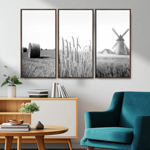 Vintage Farmhouse Black and White Triptych Wall Art – Giclee