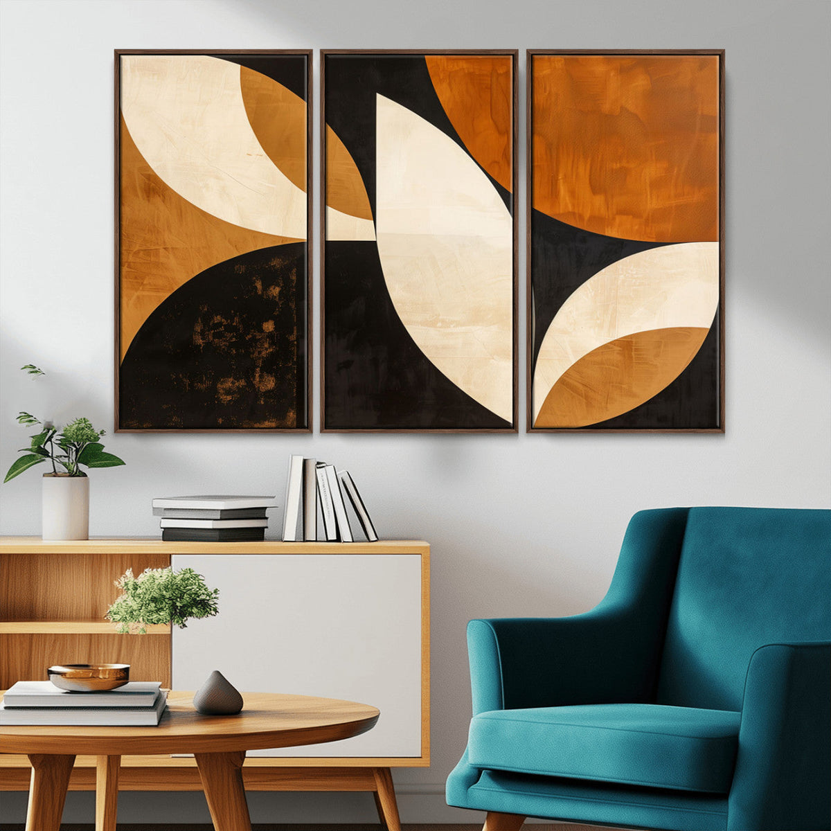 Geometric Abstract Wall Art Canvas Print, Mid Century Modern