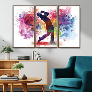 Colorful Golfer Swing Wall Art Canvas Print - Ready to Hang,