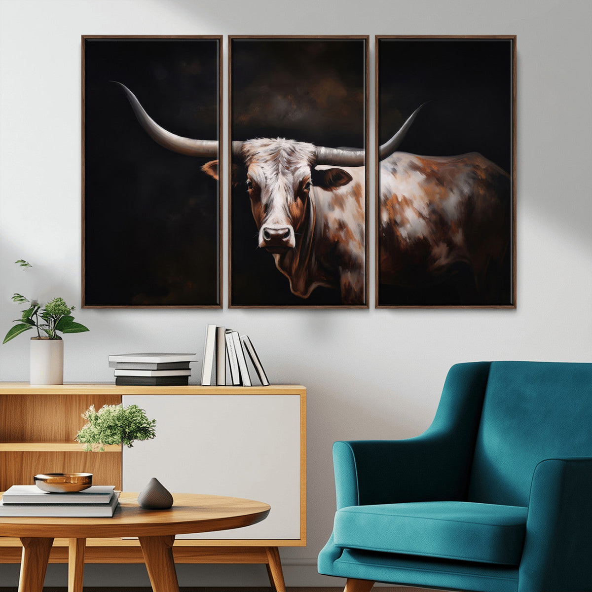 Texas Longhorn Wall Art Canvas Print | Western Ranch Decor |