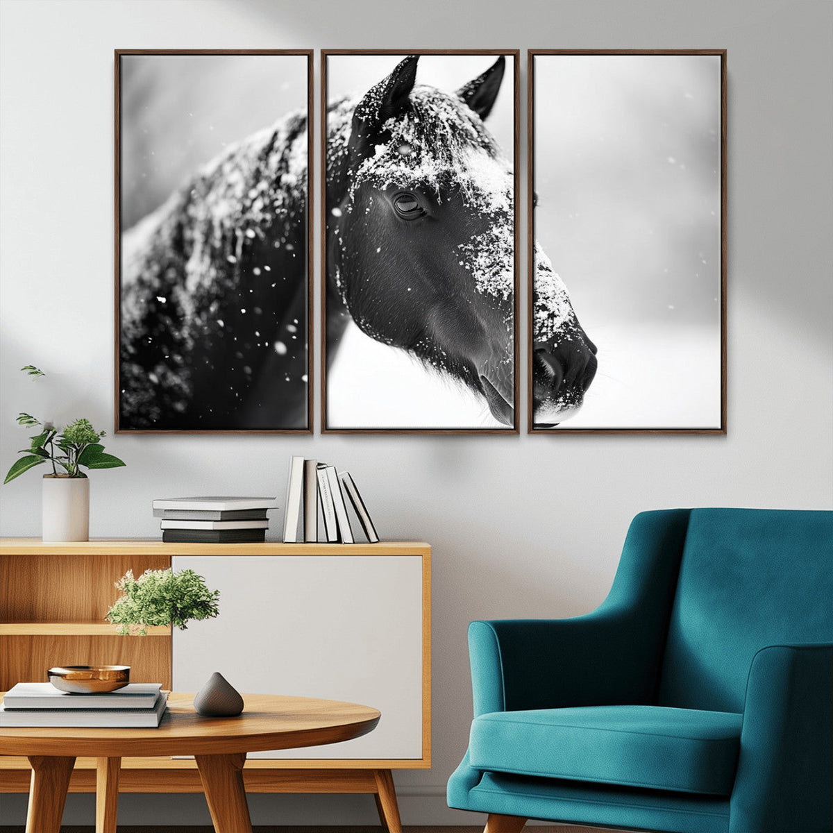 Horse Canvas Print - Winter Horse Snow Wall Art Canvas Print