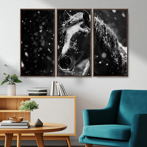 Winter Horse Wall Art | Black and White Horse Print | Ready