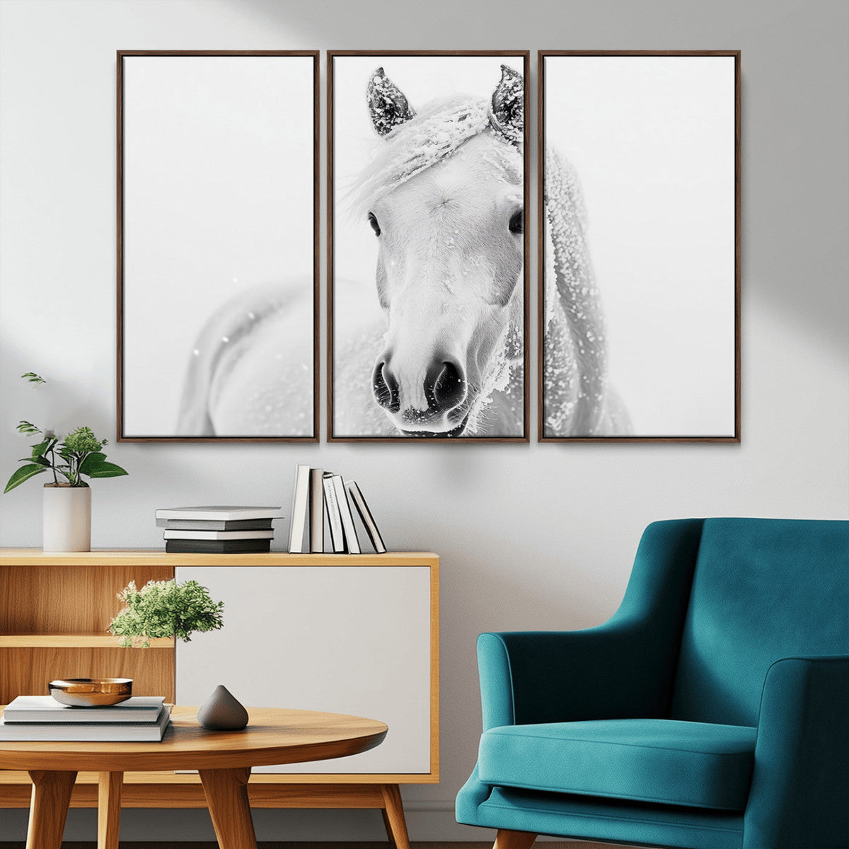 Majestic White Horse Wall Art | Ready to Hang and Framed |