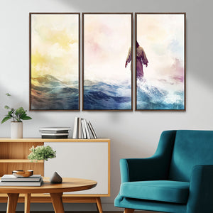 Watercolor Jesus Walking on Water Canvas Print, Christian