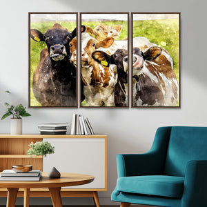 Curious Cows Farmhouse Wall Art | Ready to Hang and Framed