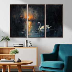 Abstract Swan on Water Wall Art Canvas Print - Elegant