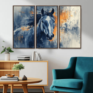 Abstract Blue Horse Wall Art Print Canvas | Horse Wall Art