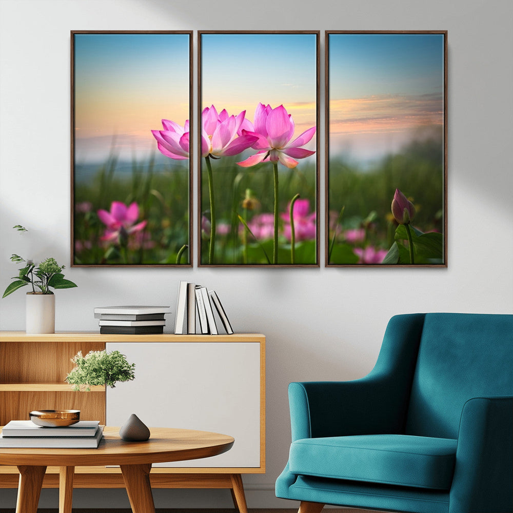 Pink Flower on the Mountain Canvas Print, Framed Pink Flower