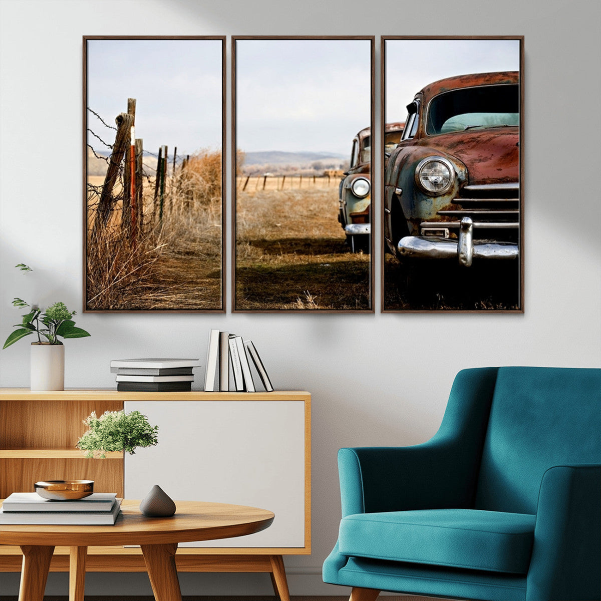 Old Rustic Classic Car Wall Art Canvas Print