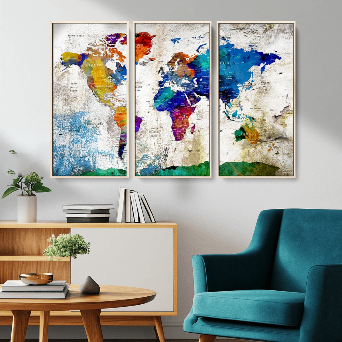 World Map Canvas Print – Framed Travel Map Wall Art for