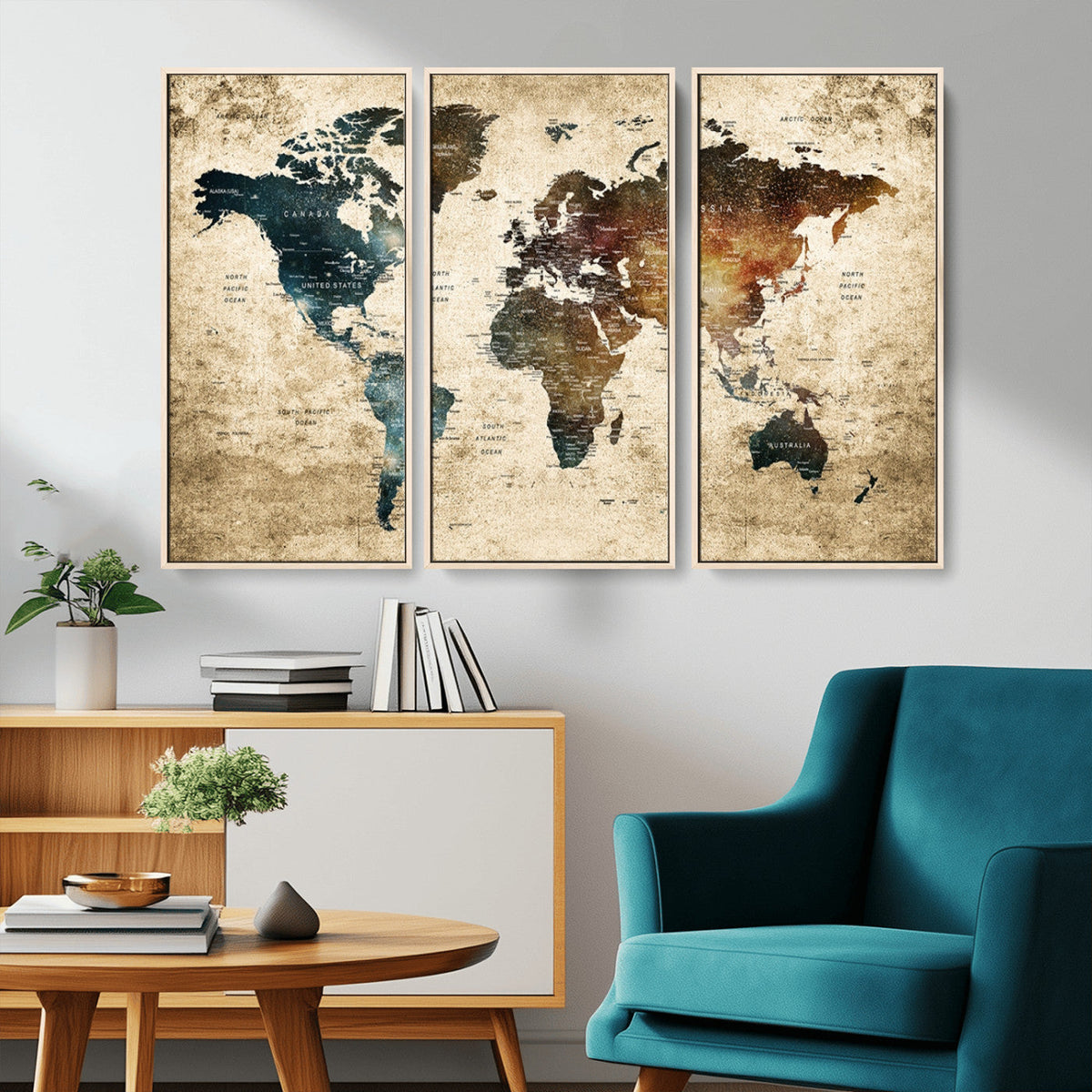 World Map Canvas Print – Detailed Map of the World Wall Art