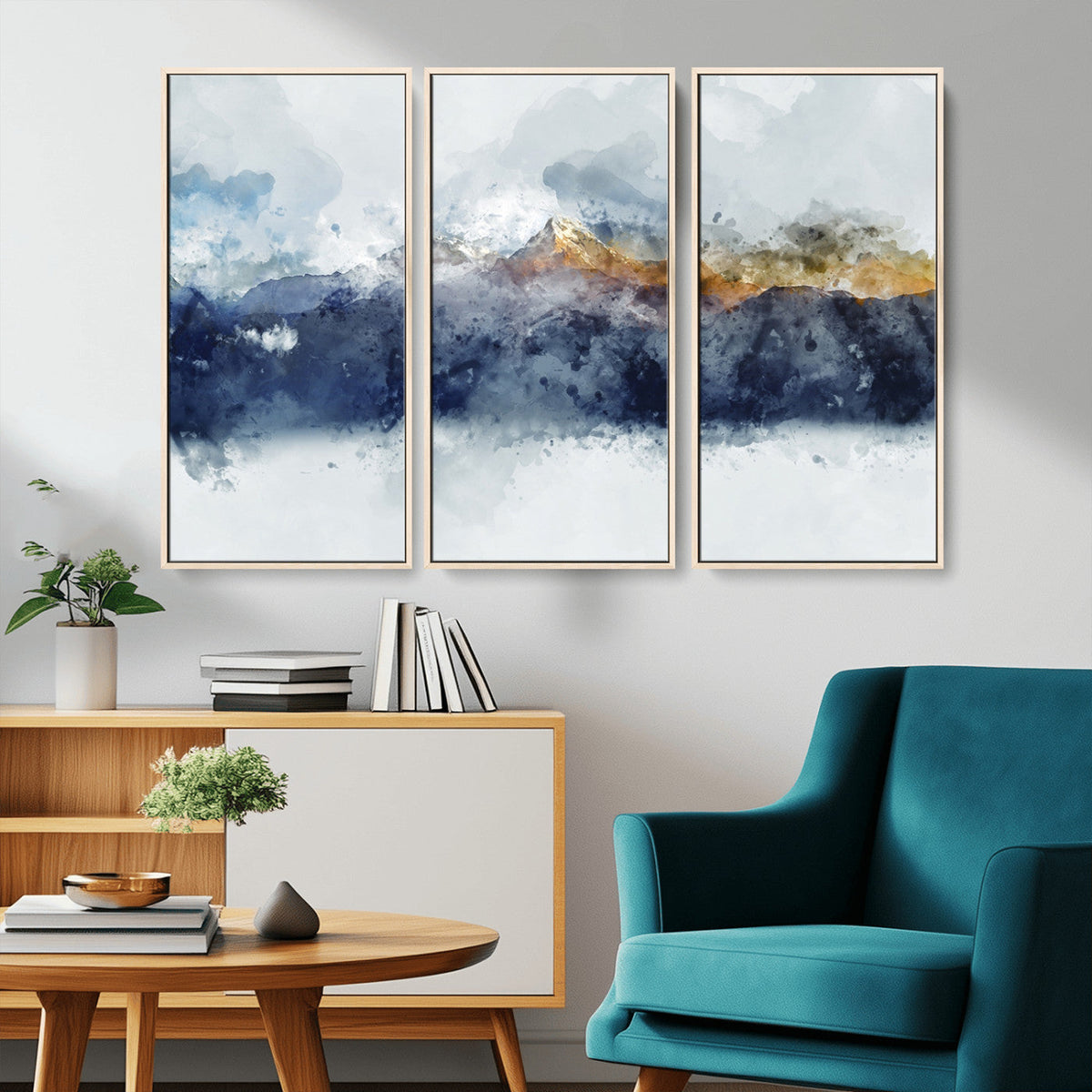 Abstract Mountain Range Art Canvas Print | 3 Panel
