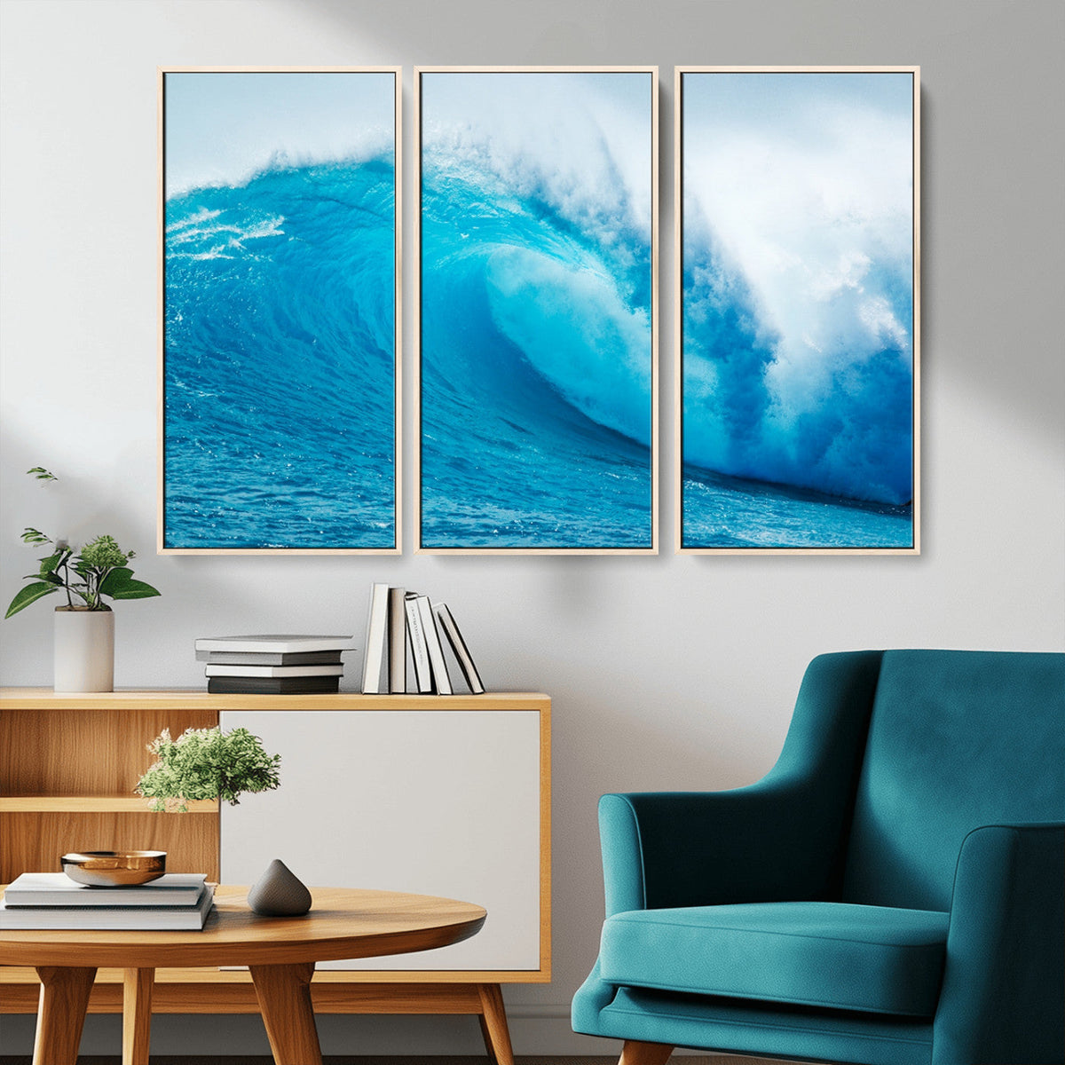 Big Ocean Surfing Wave Wall Art Canvas Print