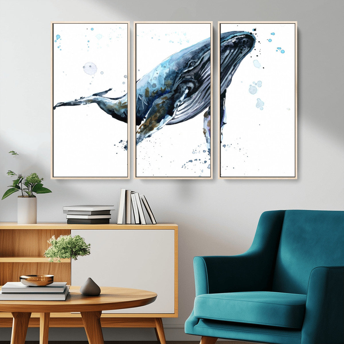 Watercolor Whale Wall Art Canvas Print