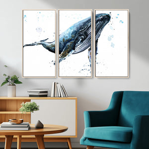 Watercolor Whale Wall Art Canvas Print