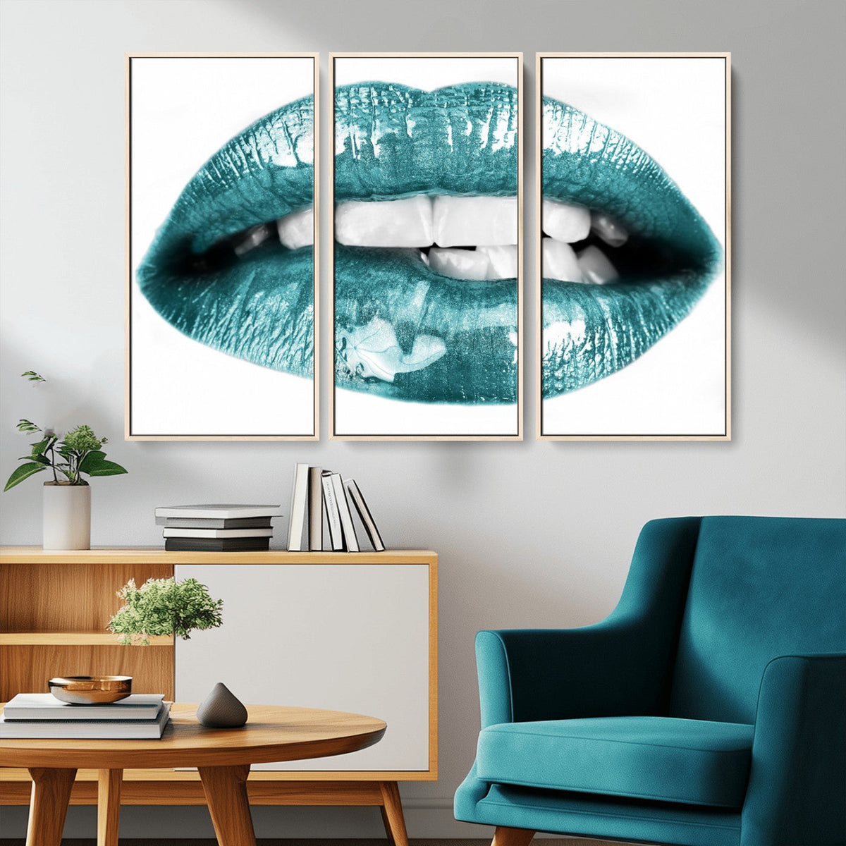 Blue Lips Wall Art Canvas Print