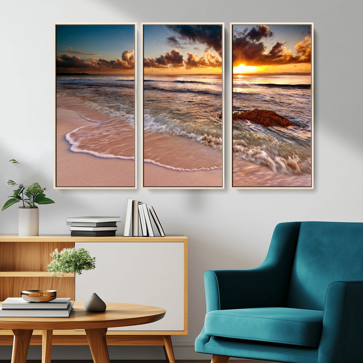 Sunset on Ocean Wall Art Canvas Print