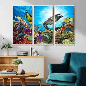 Aquatic Life Sea Turtles Fish Wall Art Canvas Print