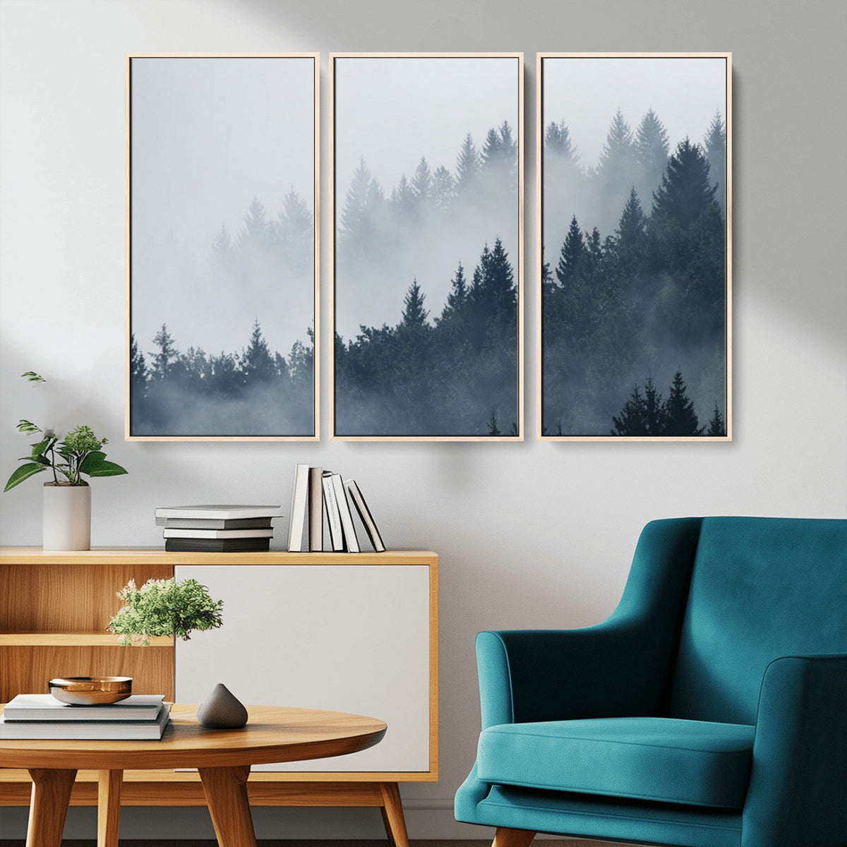 Foggy Pine Forest Wall Art Canvas Print