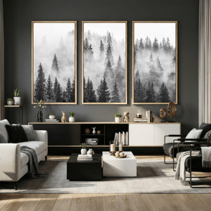 Forest Wall Art Print | Foggy Pine Forest Canvas Wall Art -