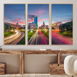 Dallas City Lights Large Wall Art Dallas Cityscape Canvas
