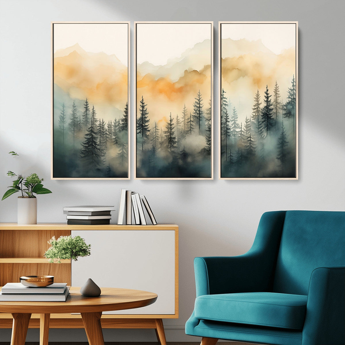 Abstract Forest Print - Mountain Wall Art | Autumn Landscape