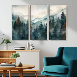 Serenity Forest Wall Art Canvas | Foggy Mountain Landscape