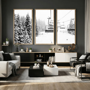Ski Wall Art - Ski Lift Wall Art Canvas Print Snow Covered