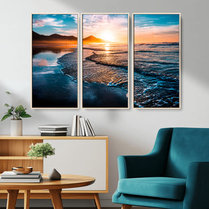 Sunset Beach Ocean Canvas Wall Art – Tranquil Ocean
