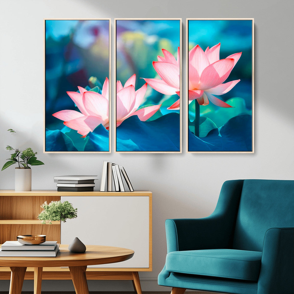 Pink Lotus Flower Canvas Wall Art | Vibrant Floral Wall