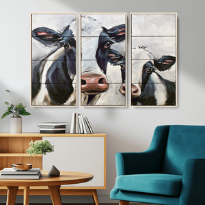 Vintage Baby and Mom Cattle Wall Art Canvas Print