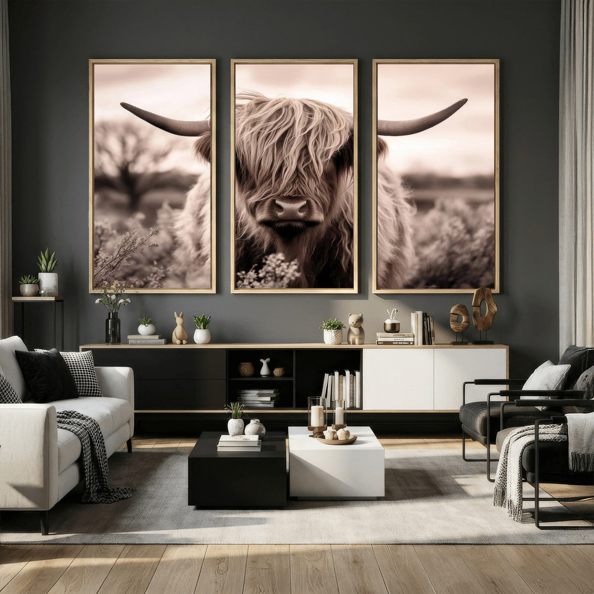 Scottish Cow Longhorn Wall Art Canvas Print